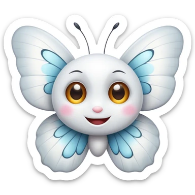 white butterfly with cute happy eyes sticker