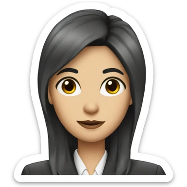 Female defense attorney with long black hair sticker