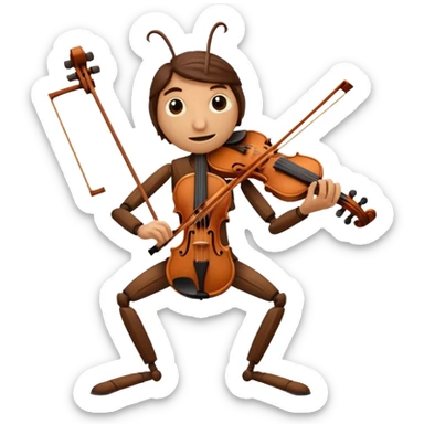 cricket, brown violin sticker