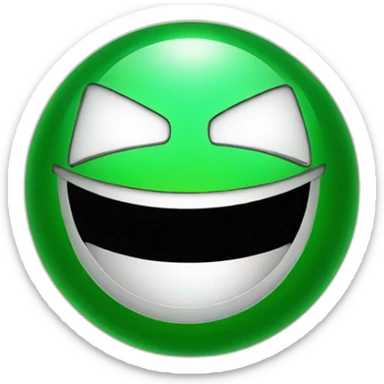 green shiny orb with happy face sticker
