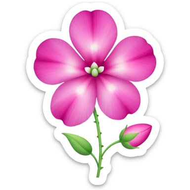 sweetpea flower, pink with dotted center, emoji style sticker
