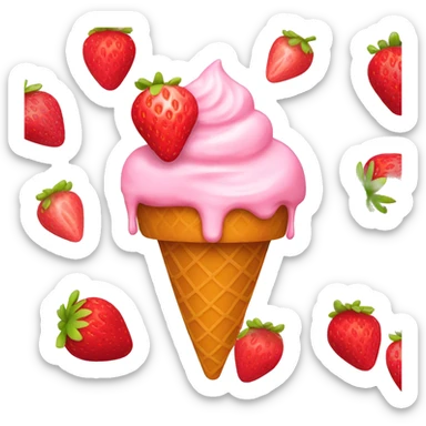 ice cream strawberry sticker