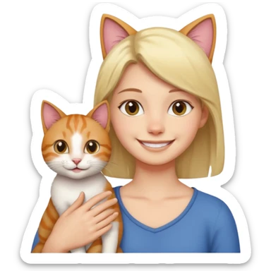 person with cat on their shoulder sticker
