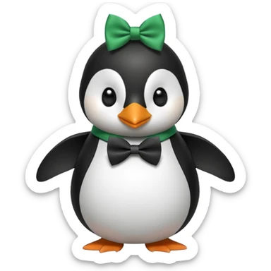 penguin with bow green tie  sticker