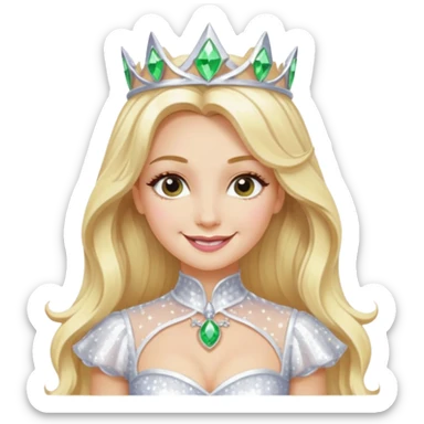 The Good Witch from Oz with long blonde hair, white sequin outfit sticker