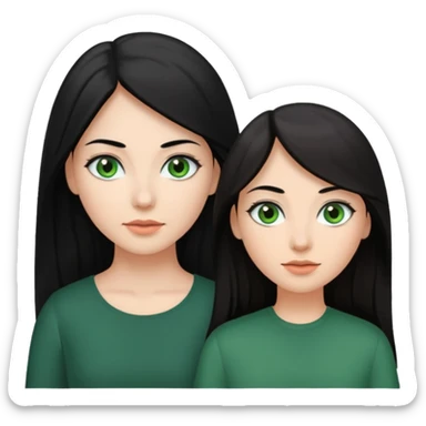 enemies chico pelo negro ojos grises chica pelo castaño largo ojos verdes sticker