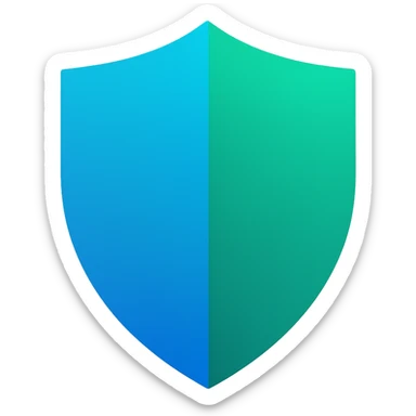blue and green shield icon, with a gradient effect sticker
