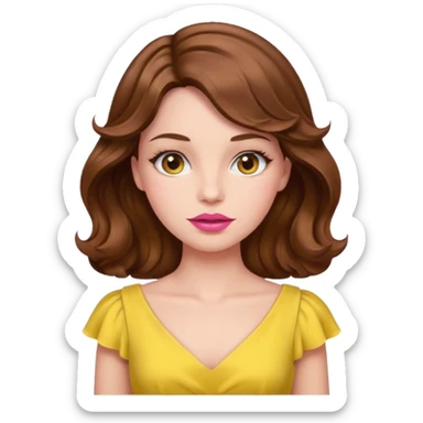 woman Pink lips, deifferent hair, yellow dress. sticker