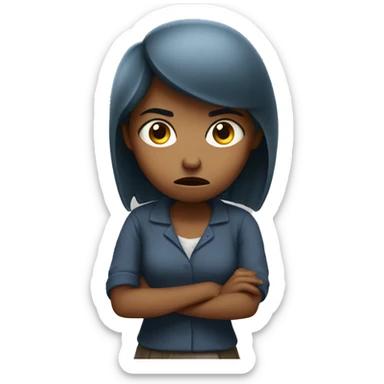 angry girl showing disapproval with hand  in front of her  sticker