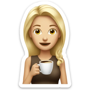 Blonde woman with coffee sticker