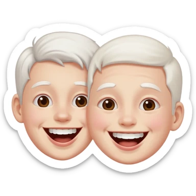 Sister brother laugh background white face white  sticker