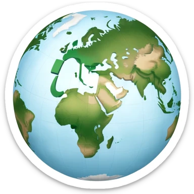 Minimalist Earth globe with landmasses shaped like 812 and also with large, bold "812" text prominently displayed across the globe, iOS emoji style sticker