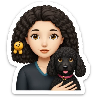 Girl with a black golden doodle  sticker