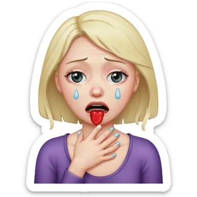 Woman choking herself sticker