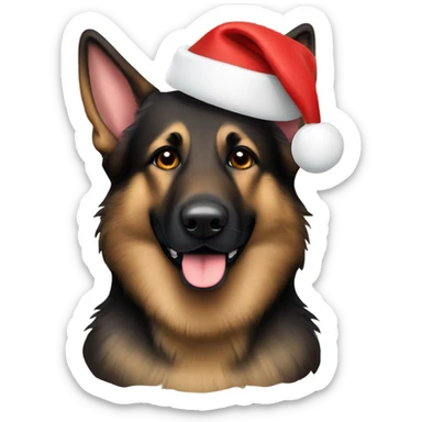 Dark brown German shepherd Santa hat sticker