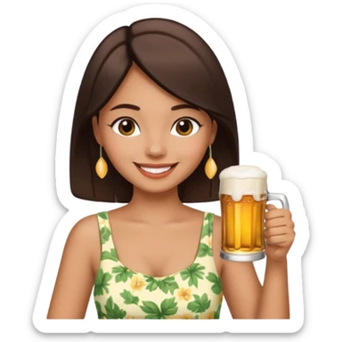 Morena tomando cerbeza sticker