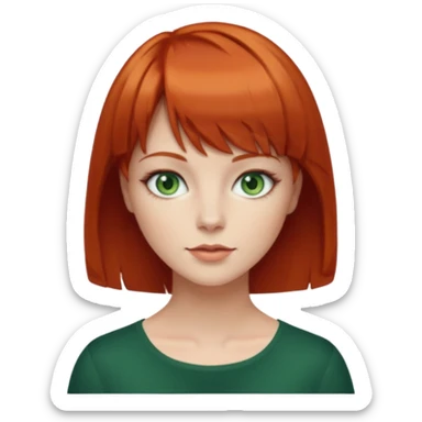 Una pelirroja ojos verdes pelo cortito con flequillo sticker