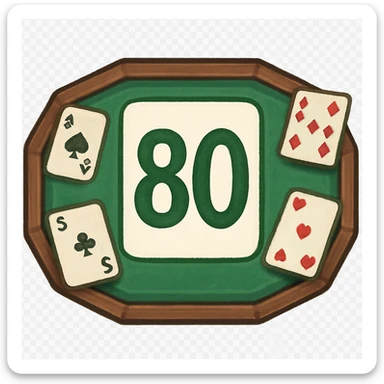 Edit the image to have a white background behind the number in the center of the 80 table, while keeping the rest transparent. Maintain the original style as much as possible. sticker