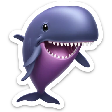 purple sperm whale with open mouth sticker