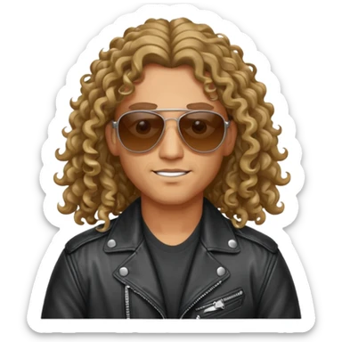 Biker Gang with Sunglasses, long curly hair, sunglasses sticker