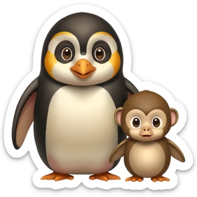 Penguin et singe a un enfant qui a 20 sticker
