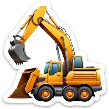 Excavator putting dirt in dump truck sticker