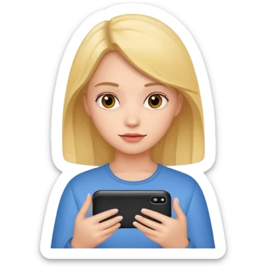 a girl holding a smartphone sticker