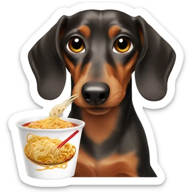 Dachshund eating cup ramen  sticker