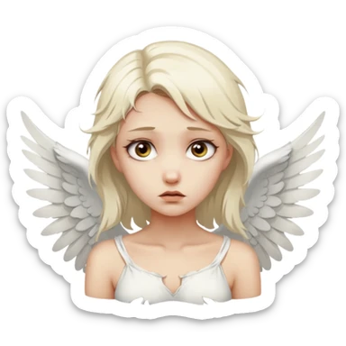 Female angel with torn wings, exposed collarbones, sorrow and lust intertwined sticker