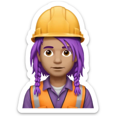 construction worker very dreadlocked purple haired man  sticker