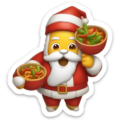 spicy chinese food santa sticker