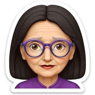 old woman arabic type dark hair glasses sticker