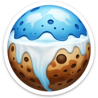 sphere globe planet, surface covered with white gas and stream sticker