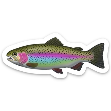 realistic rainbow trout fish bright purple blue green yellow white with black speckles sticker