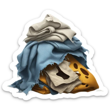 pile of ripped rotten clothes sticker