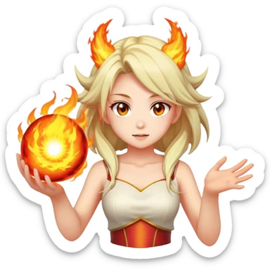 anime dragon girl casts fireball sticker