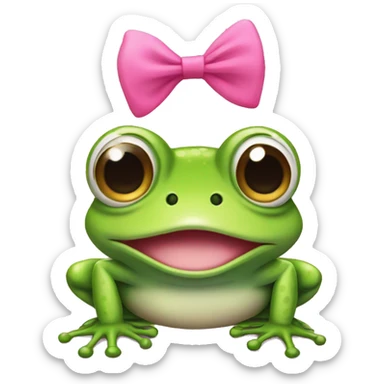 frog with pink bow on its head sticker