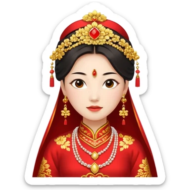 Chinese bride getup, heavy jewelary, traditional. sticker