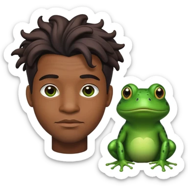 Black man with unreal hairstyle, he looks like a frog sticker