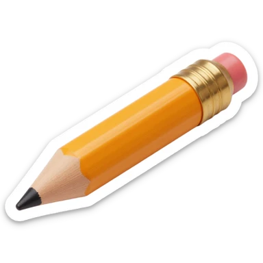 wooden pencil icon, with visible wood grain and realistic shading, skeuomorphism style sticker