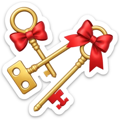 gold 2 keys with a red bow sticker