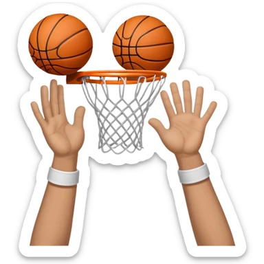 two cutout hands dunking a basketball sticker