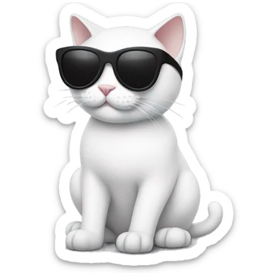 White and black Cat with sunglasses sticker