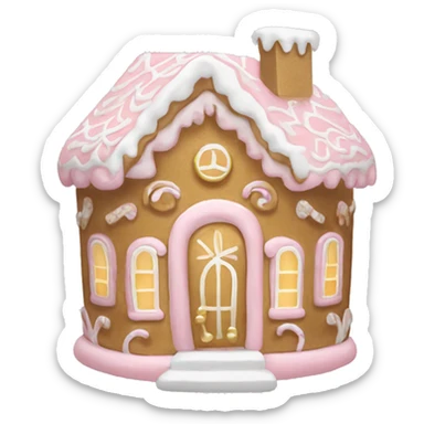 light pink and gold and white gingerbread house sticker