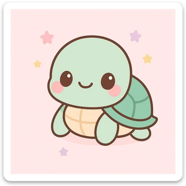blind turtle, cute kawaii style, creative and unique visual approach sticker