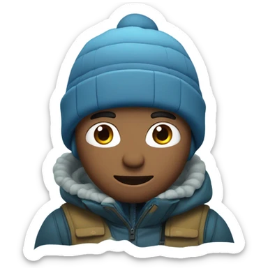 Man wearing beanie and jacket ice fishing in the mountains on a frozen lake sticker