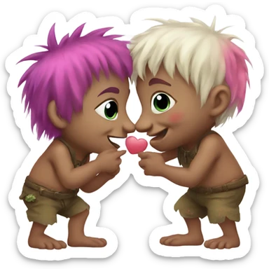 Cute kissing trolls sticker