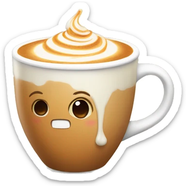 caramel latte in a cute mug sticker