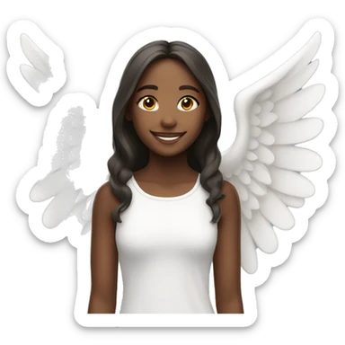 smiling girl with white angel wings sticker