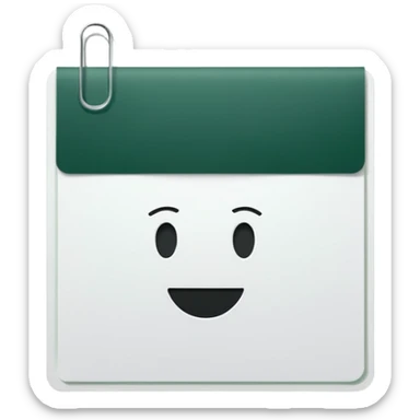 modern minimalist white document with a header on top and a dark green stamp at the bottom, no faces, emoji style sticker